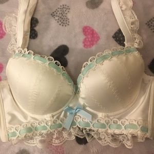 White silk kawaii push up bra